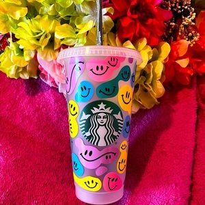 Custom made Starbucks cups Smiley face